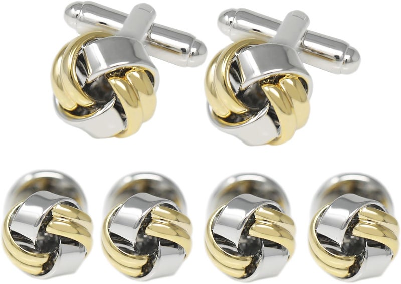 MENDEPOT Men Formal Wear Dress Shirt Cufflinks And Studs Set With Box Wedding Groom Groomsmen Gift - Image 1